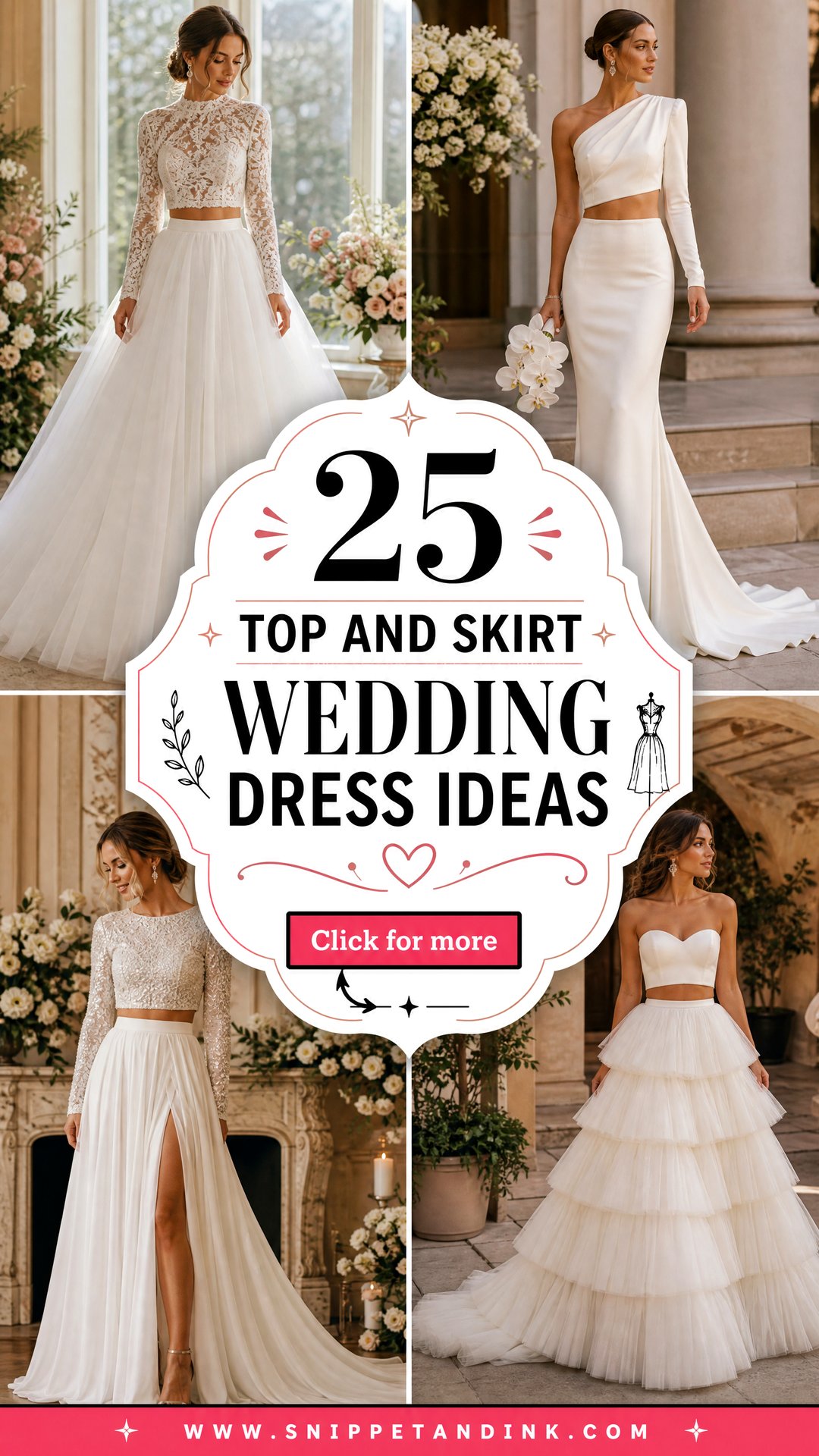 25 Top and Skirt Wedding Dress Ideas for a Chic Two-Piece Look - 25 Top and Skirt Wedding Dress Ideas for a Chic Two-Piece Look