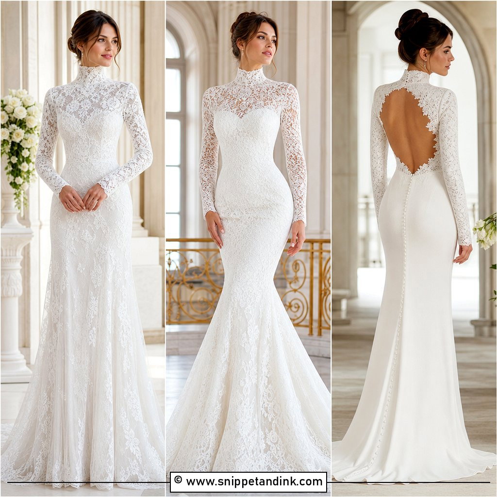 25 Turtle Neck Wedding Dress Ideas for Elegant Brides Now