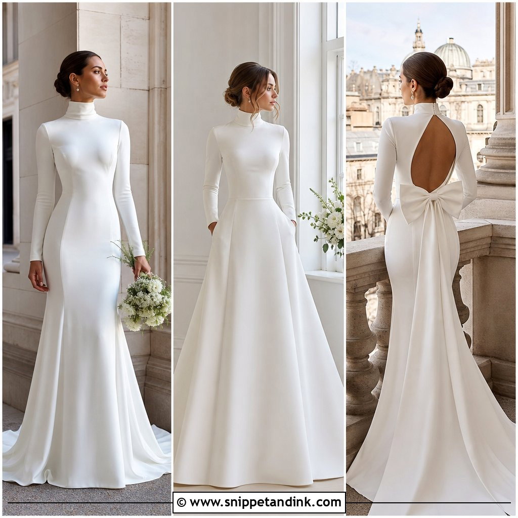 25 Turtleneck Wedding Dress Ideas for Chic Winter Brides