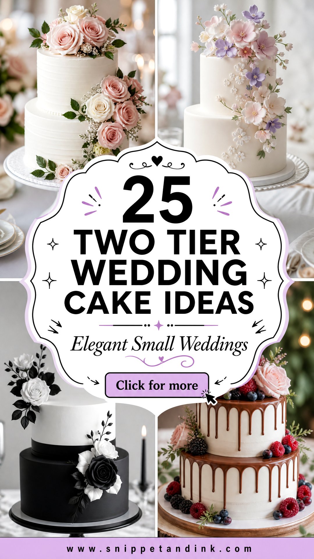 25 Two Tier Wedding Cake Ideas for Elegant Small Weddings - 25 Two Tier Wedding Cake Ideas for Elegant Small Weddings