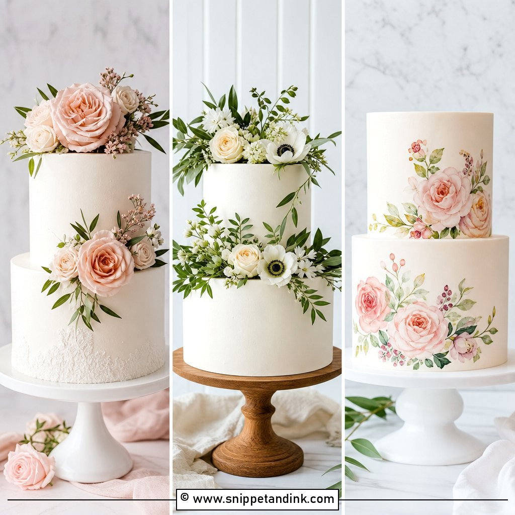 25 Two Tiered Wedding Cake Ideas with Flowers for Romance