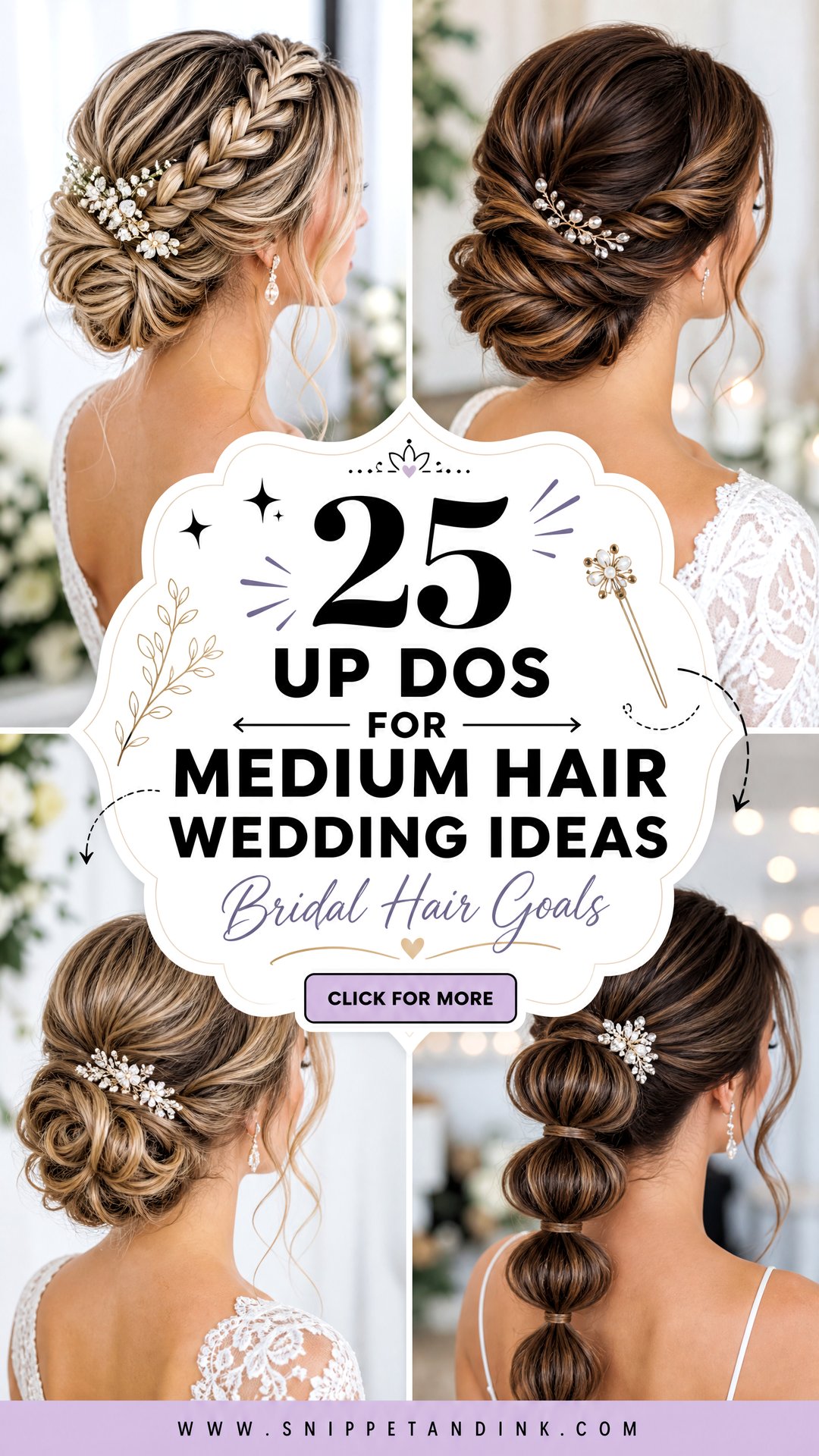 25 Up Dos for Medium Hair Wedding Ideas Brides Love - 25 Up Dos for Medium Hair Wedding Ideas Brides Love