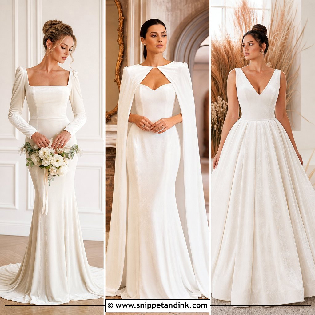 25 Velvet Wedding Dress Ideas for Glamorous Winter Brides