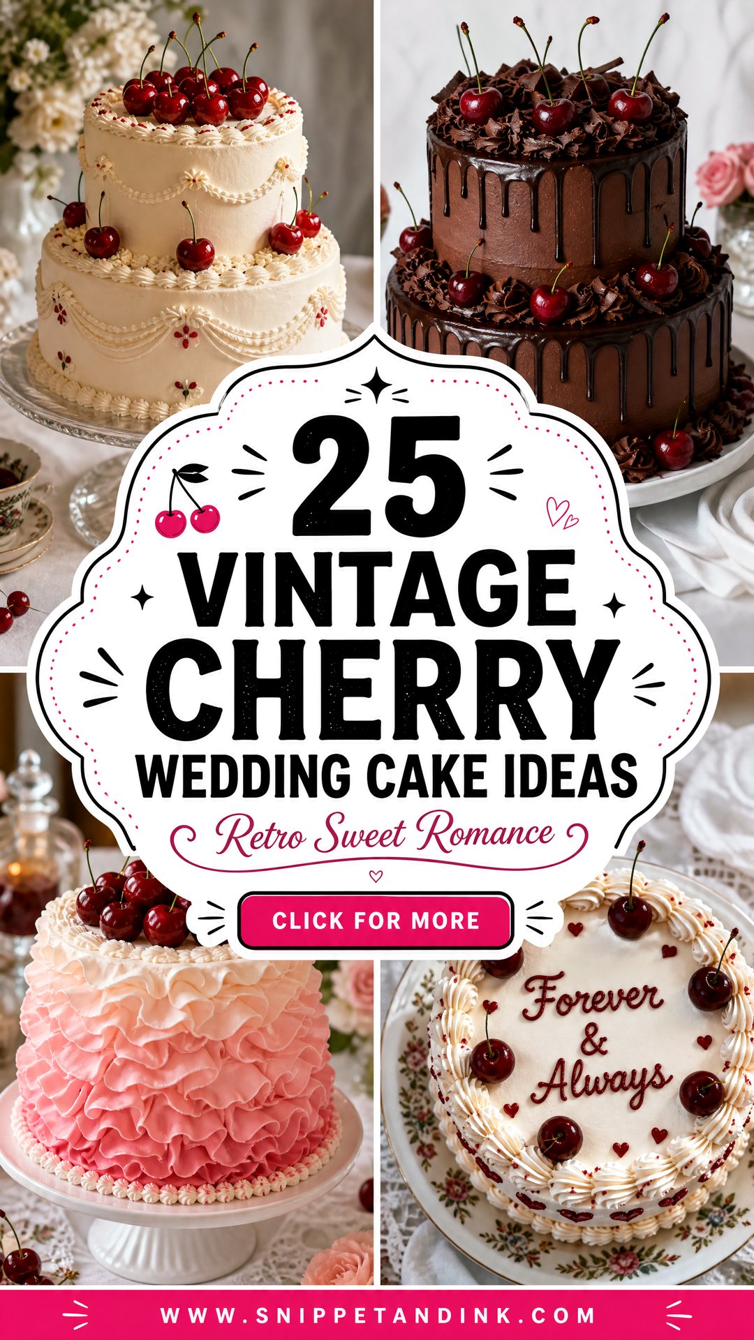 25 Vintage Cherry Wedding Cake Ideas for Retro Romance - 25 Vintage Cherry Wedding Cake Ideas for Retro Romance
