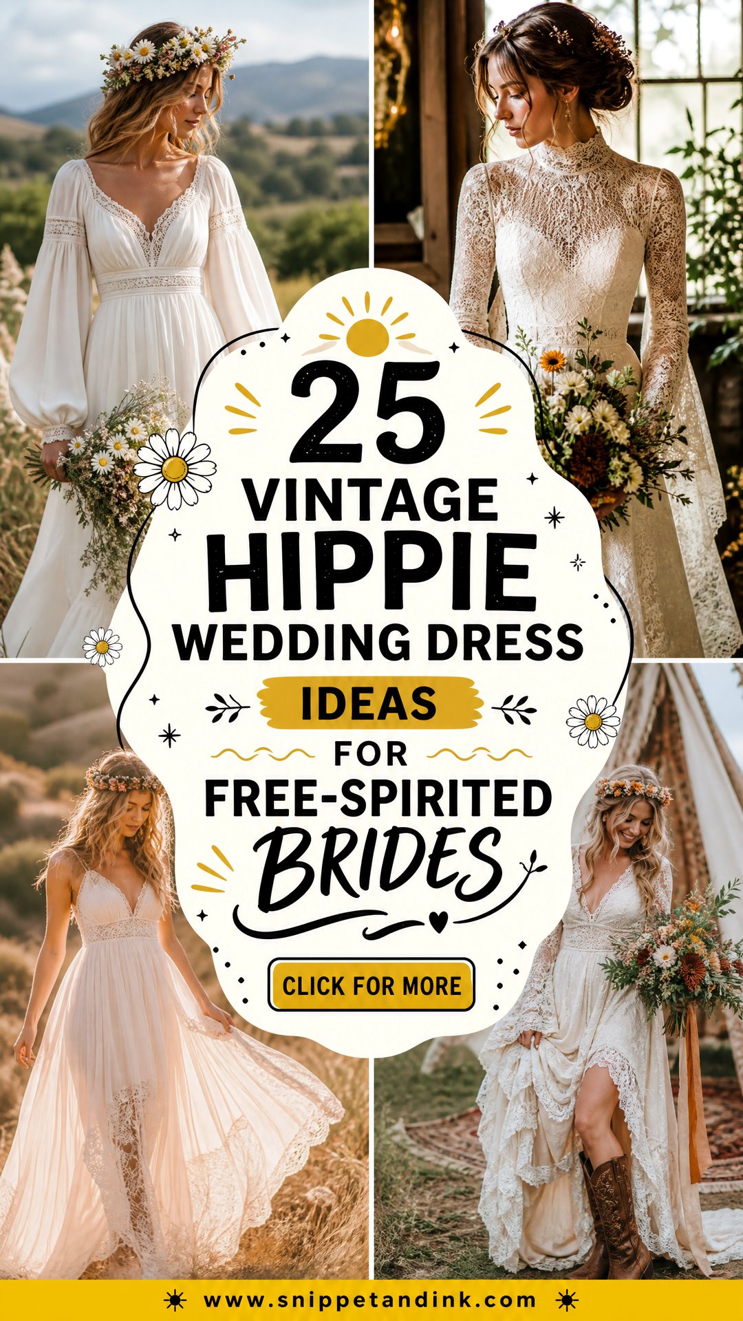 25 Vintage Hippie Wedding Dress Ideas for Free-Spirited Brides - 25 Vintage Hippie Wedding Dress Ideas for Free-Spirited Brides