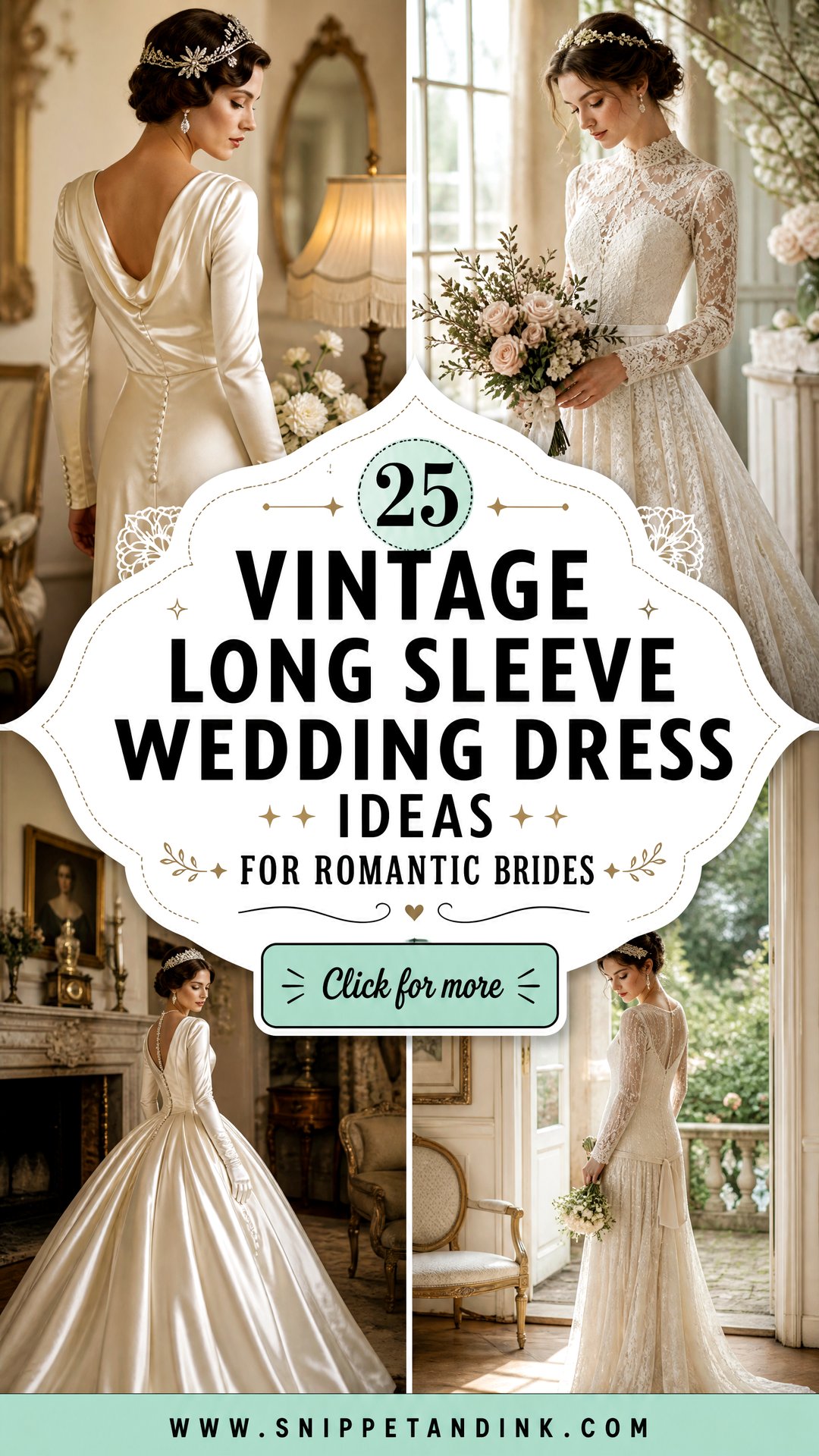 25 Vintage Long Sleeve Wedding Dress Ideas for Romantic Brides - 25 Vintage Long Sleeve Wedding Dress Ideas for Romantic Brides