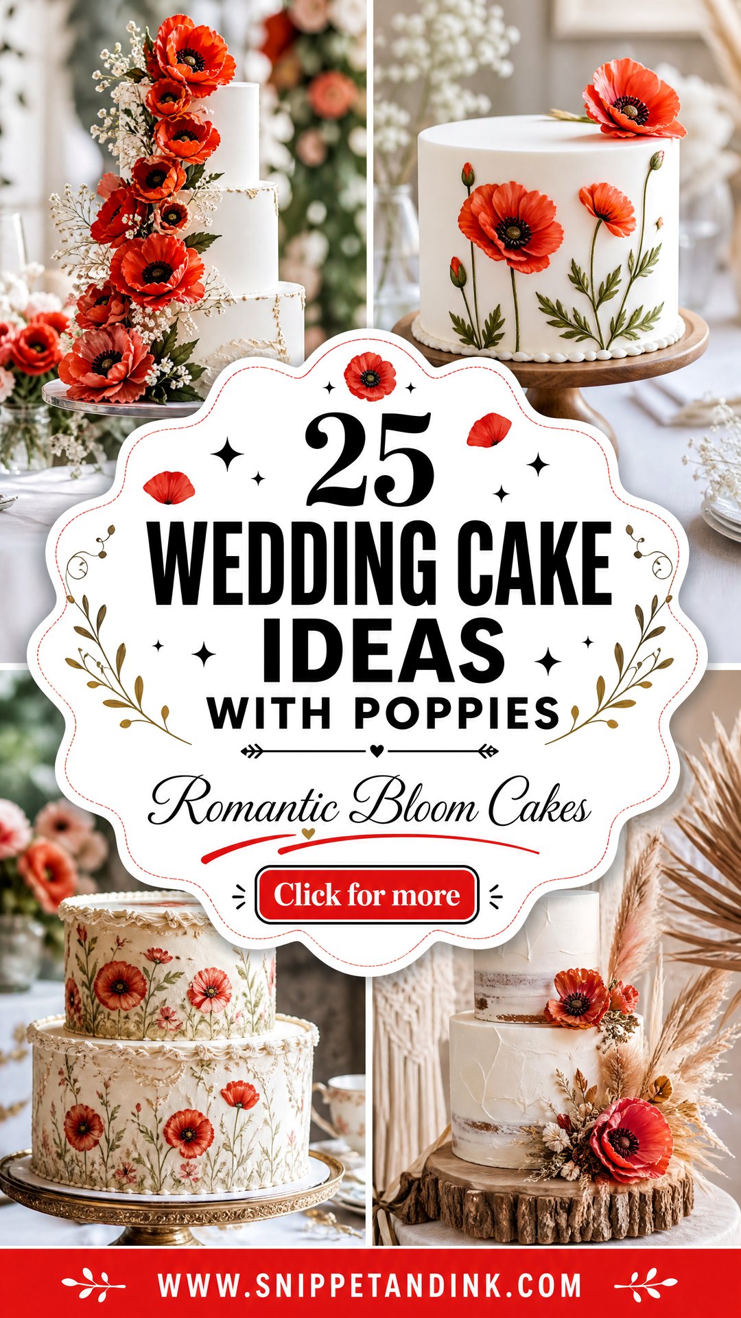 25 Wedding Cake Ideas with Poppies for Romantic Blooms - 25 Wedding Cake Ideas with Poppies for Romantic Blooms