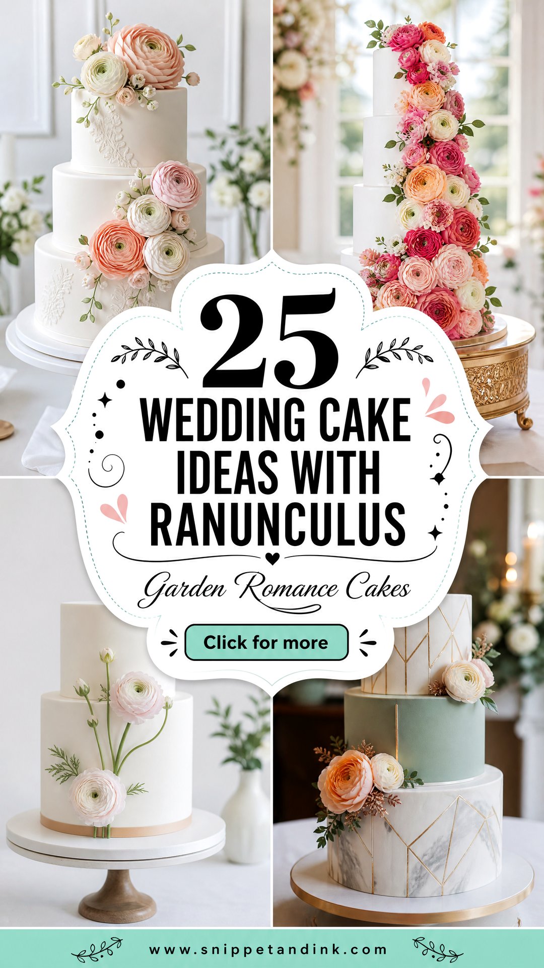 25 Wedding Cake Ideas with Ranunculus for Garden Romance - 25 Wedding Cake Ideas with Ranunculus for Garden Romance