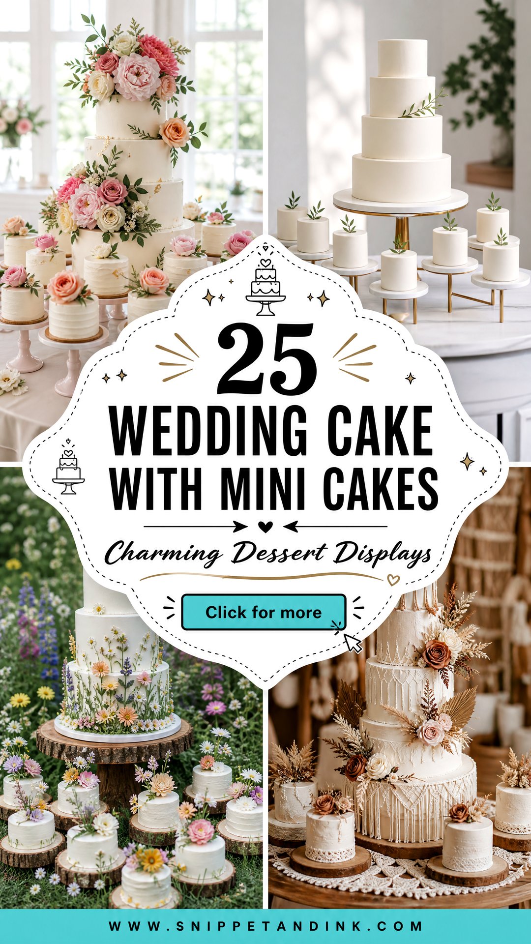 25 Wedding Cake with Mini Cakes for Charming Dessert Displays - 25 Wedding Cake with Mini Cakes for Charming Dessert Displays