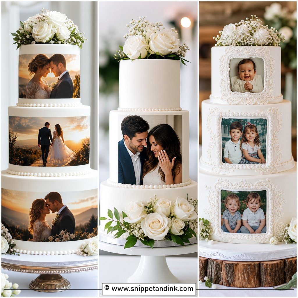 25 Wedding Cake with Photos on It for Personal Touches