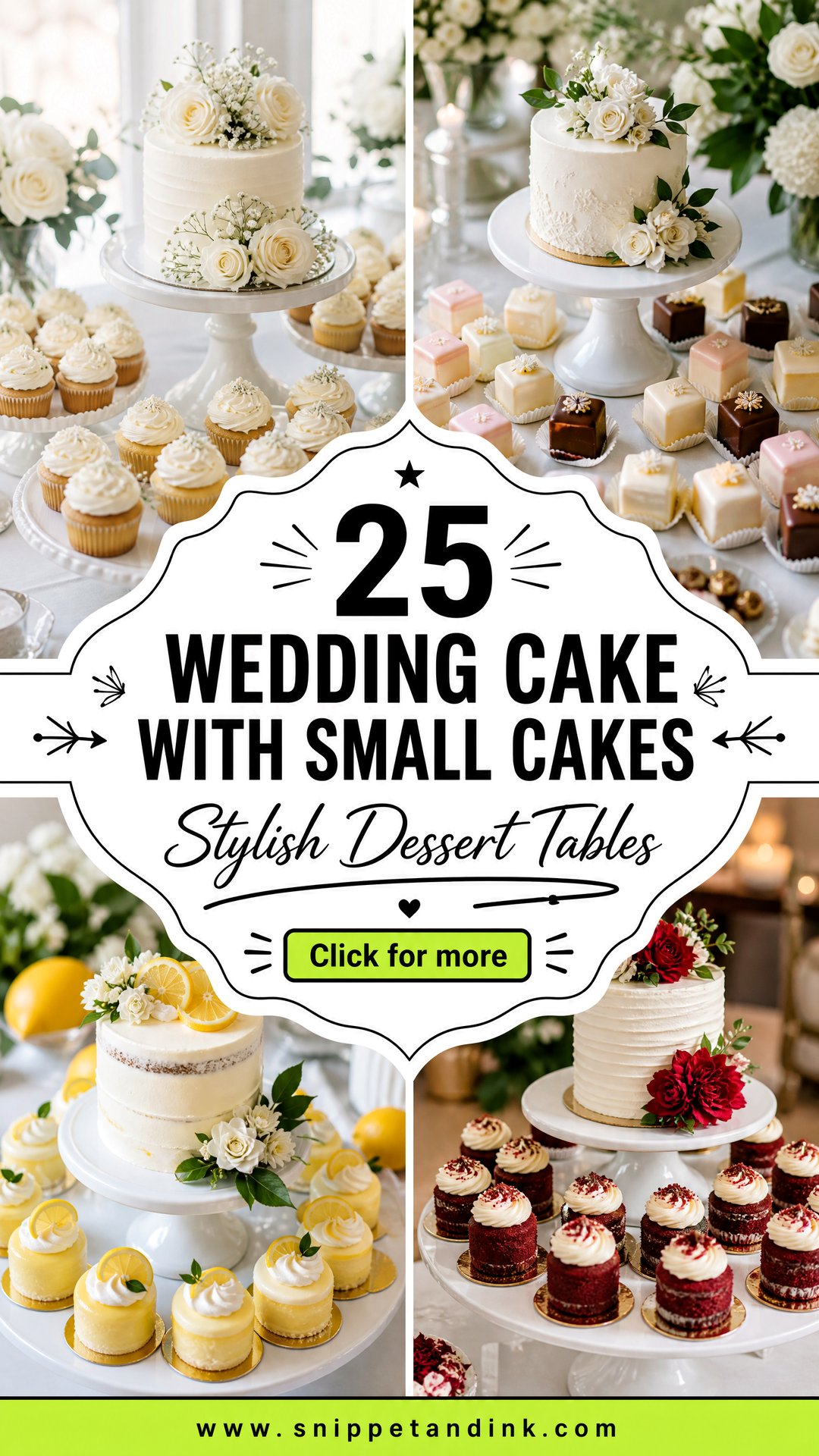 25 Wedding Cake with Small Cakes for Stylish Dessert Tables - 25 Wedding Cake with Small Cakes for Stylish Dessert Tables