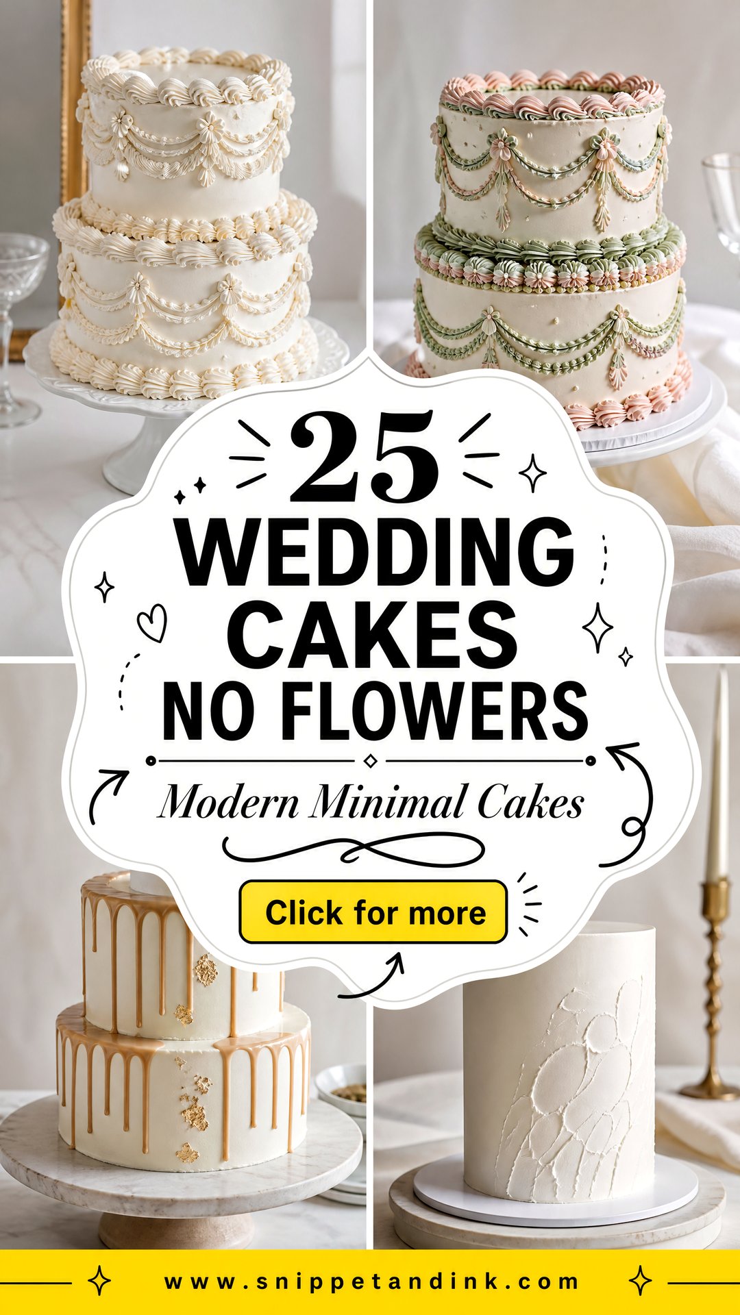25 Wedding Cakes No Flowers for Modern Minimalist Couples - 25 Wedding Cakes No Flowers for Modern Minimalist Couples