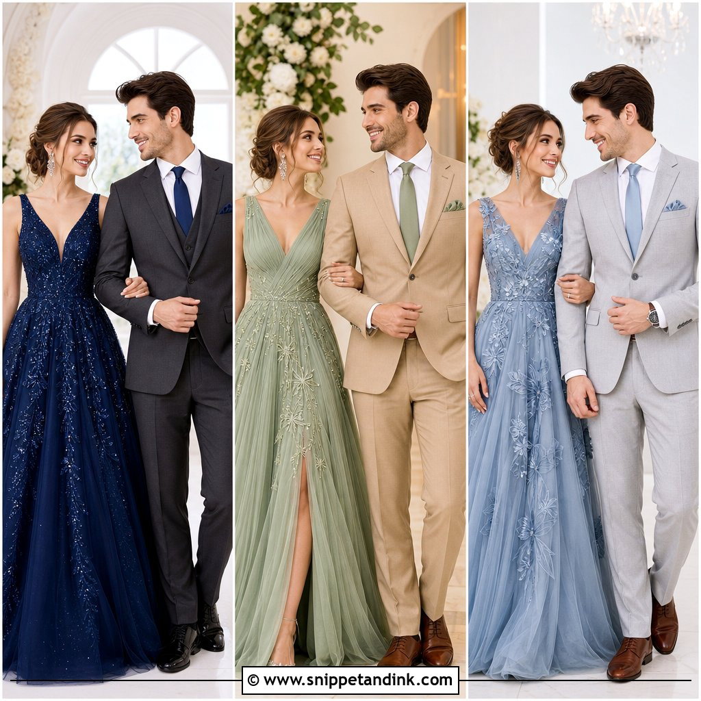25 Wedding Couple Dress Combination Ideas