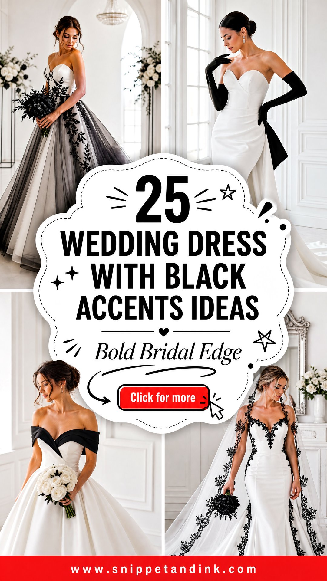 25 Wedding Dress with Black Accents Ideas for Bold Brides - 25 Wedding Dress with Black Accents Ideas for Bold Brides
