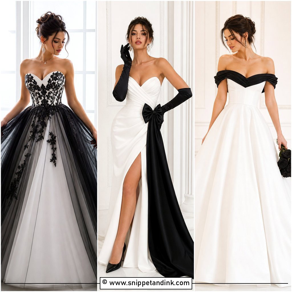 25 Wedding Dress with Black Accents Ideas for Bold Brides