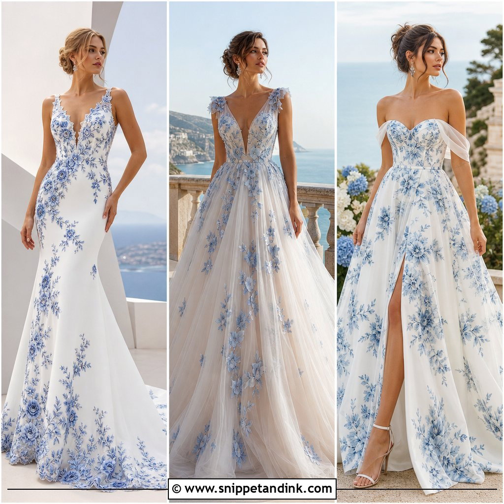 25 Wedding Dress with Blue Accents Ideas: Chic Blue Bridal Looks