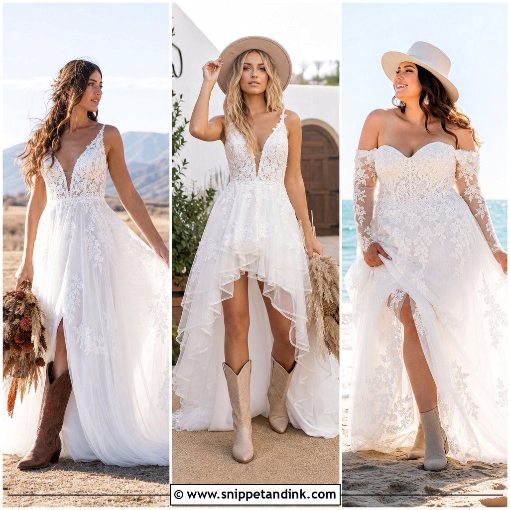 25 Wedding Dress with Boots Ideas: Chic Looks for Rustic Brides