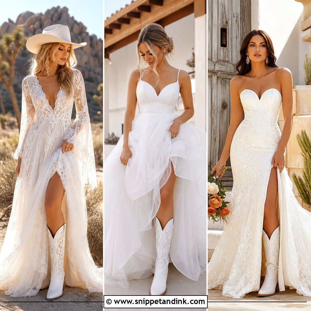 25 Wedding Dress with Cowboy Boots Ideas: Rustic Bridal Style