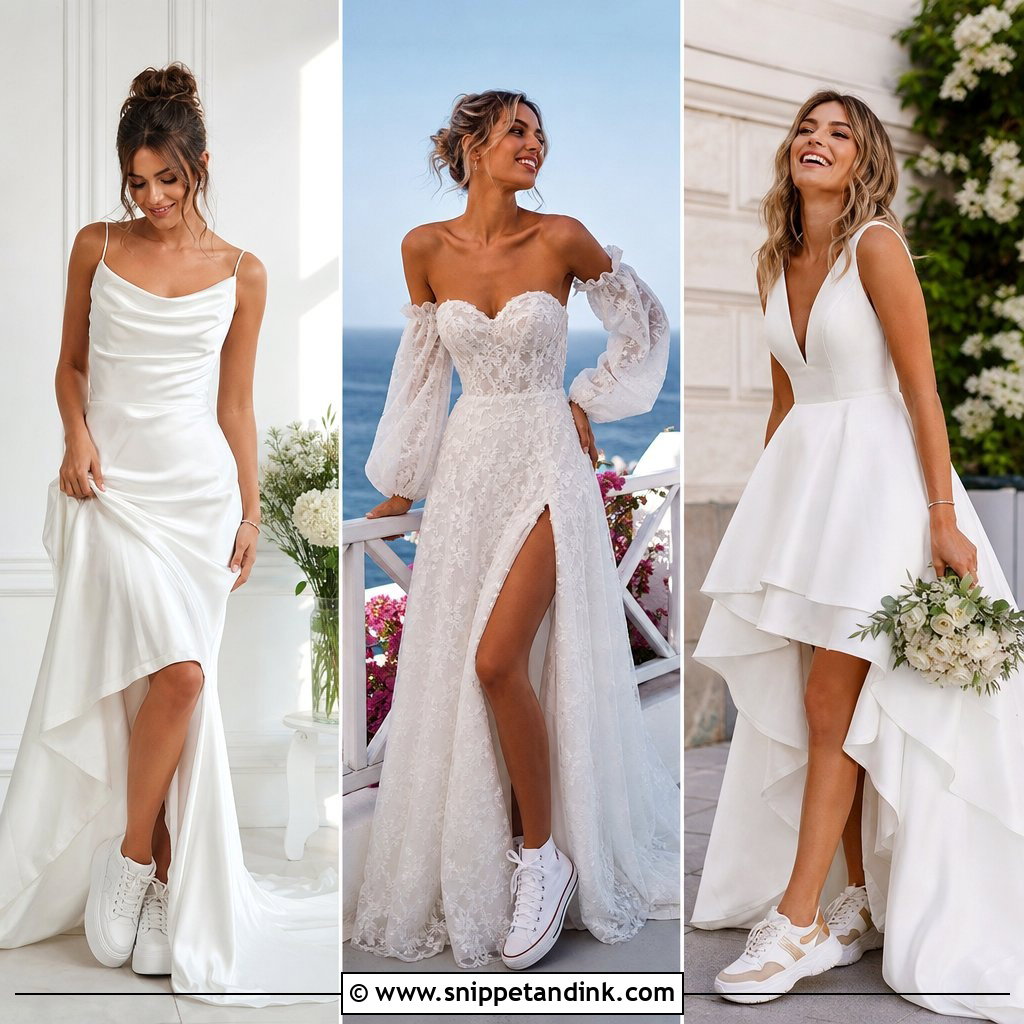 25 Wedding Dress with Sneakers Ideas for a Cool Bridal Look