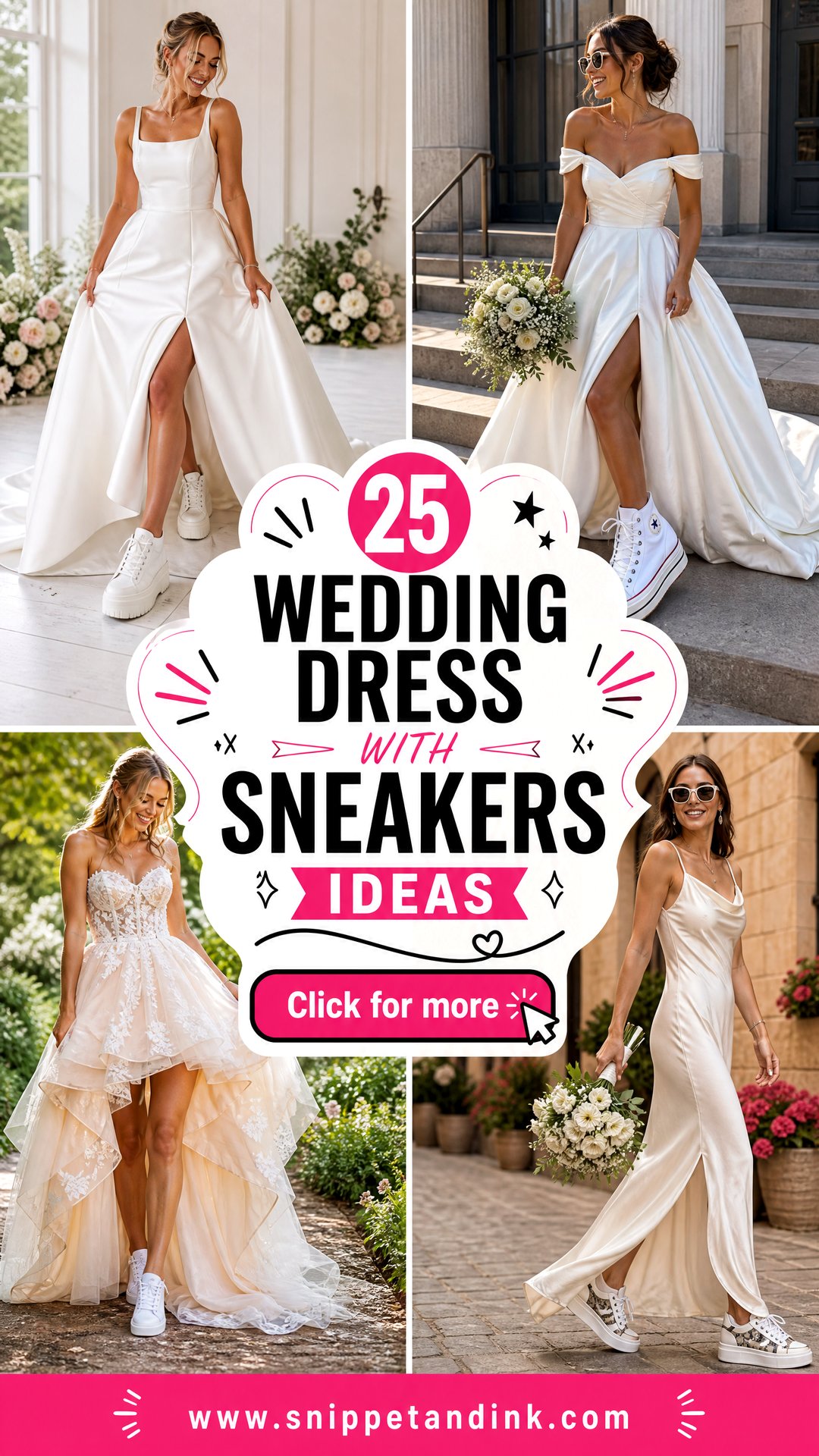 25 Wedding Dress with Sneakers Ideas for a Cool Bridal Look - 25 Wedding Dress with Sneakers Ideas for a Cool Bridal Look