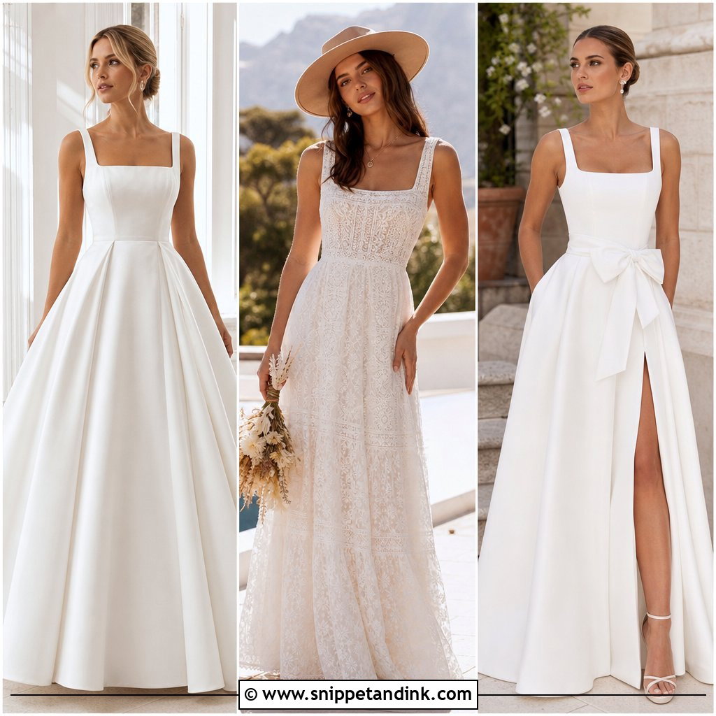 25 Wedding Dresses Square Neckline for Timeless Bridal Style