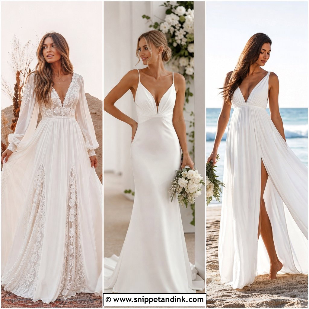 25 Wedding Dresses V Neck: Flattering Looks for Modern Brides