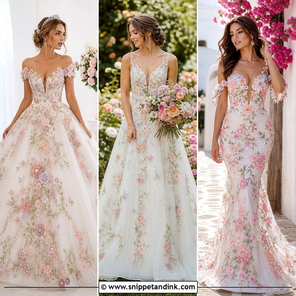 25 Wedding Dresses with Flowers: Romantic Looks for Brides