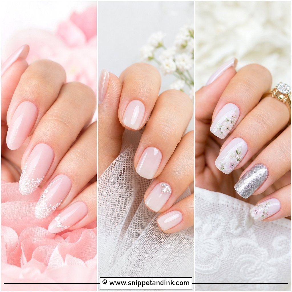 25 Wedding Nail Designs for Timeless Bridal Sparkle