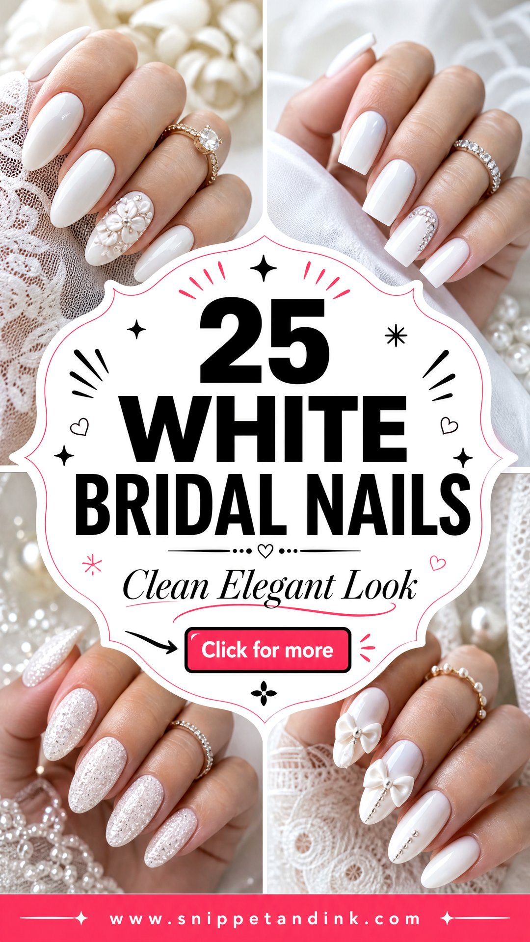 25 White Bridal Nails for a Clean Elegant Wedding Look - 25 White Bridal Nails for a Clean, Elegant Wedding Look