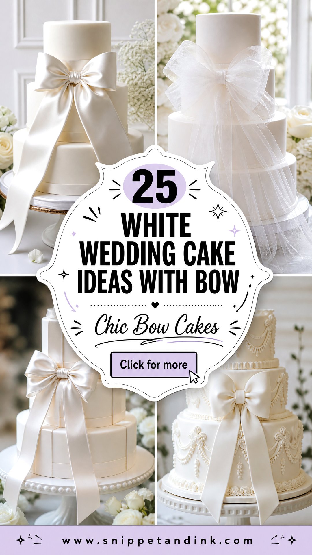 25 White Wedding Cake Ideas with Bow for Chic Receptions - 25 White Wedding Cake Ideas with Bow for Chic Receptions