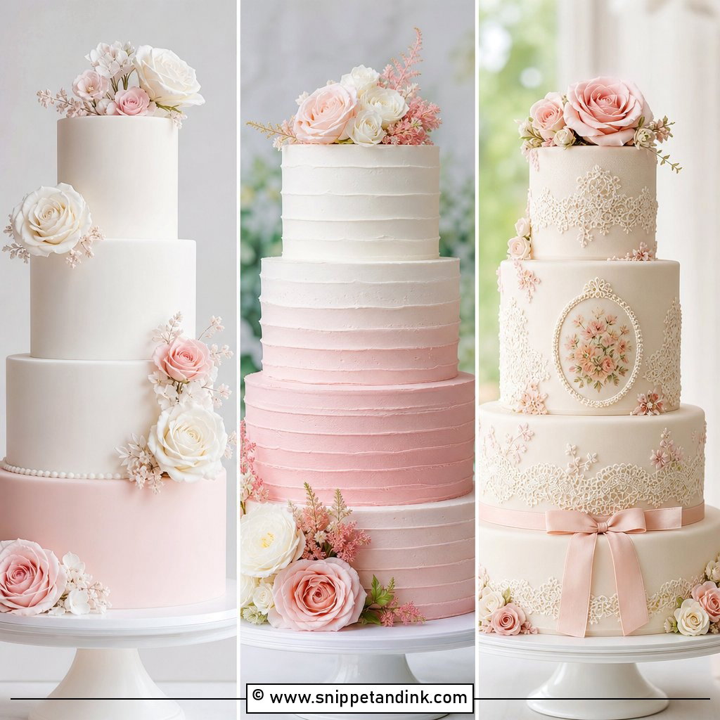 25 White and Blush Wedding Cake Ideas for Romantic Brides