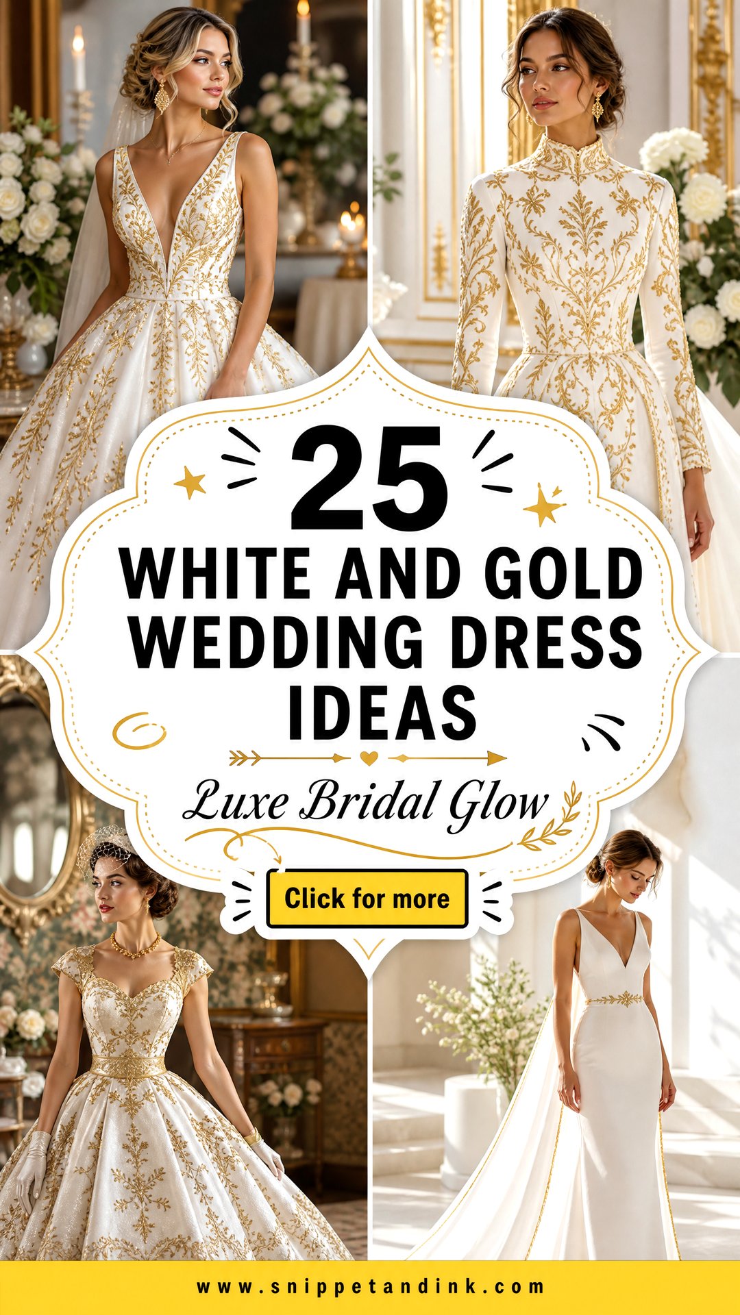 25 White and Gold Wedding Dress Ideas for Luxe Brides - 25 White and Gold Wedding Dress Ideas for Luxe Brides