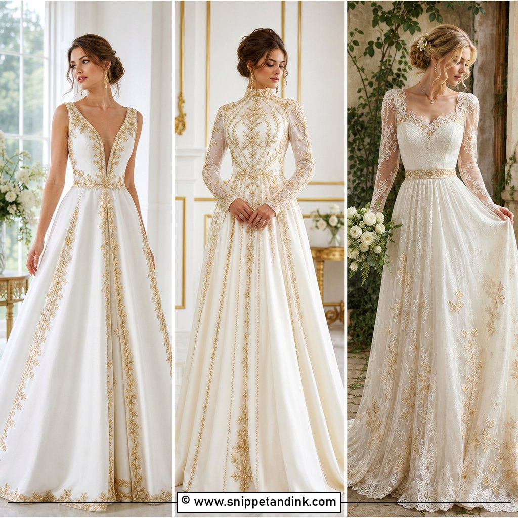 25 White and Gold Wedding Dress Ideas for Luxe Brides