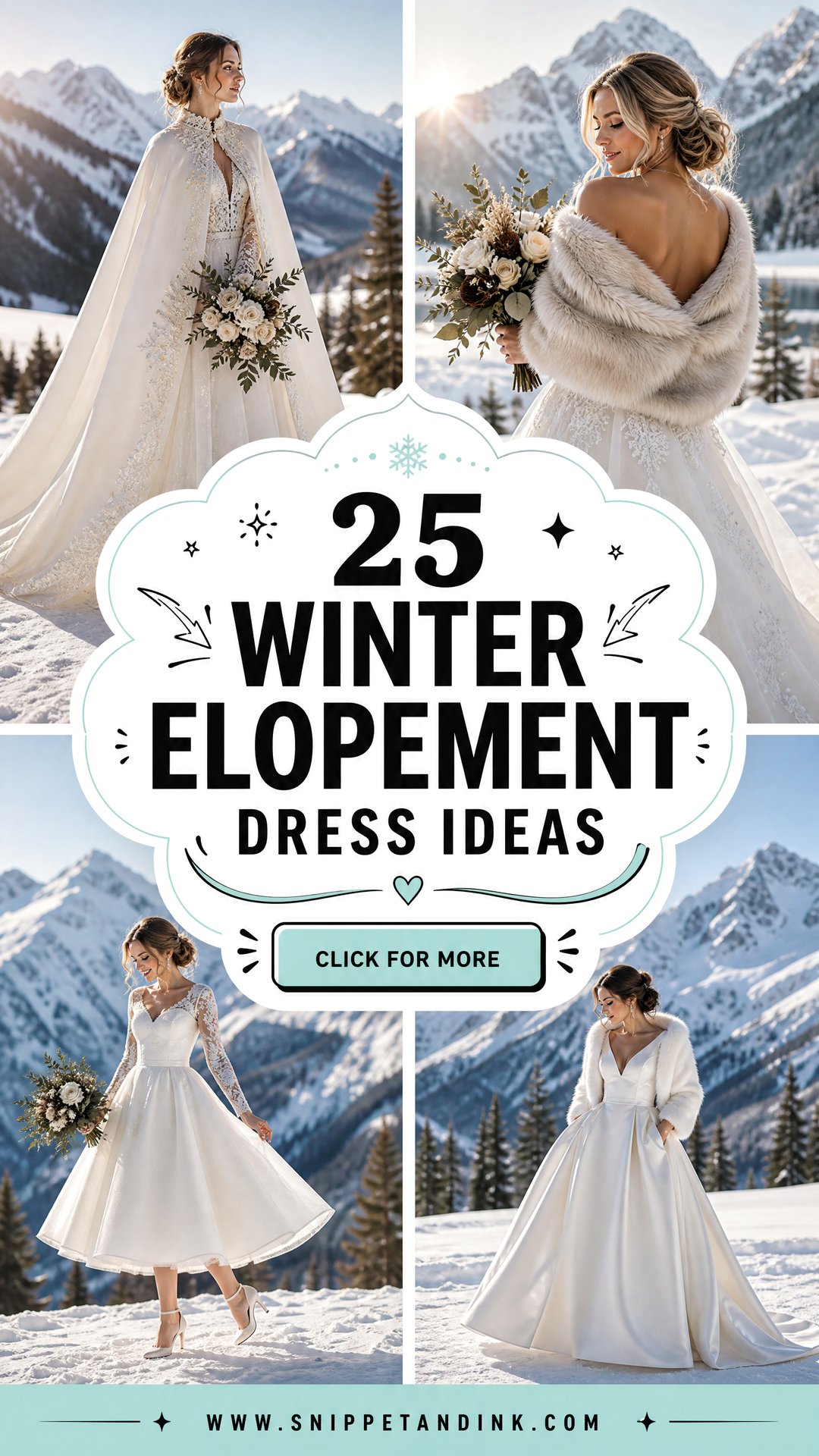 25 Winter Elopement Dress Ideas for a Magical Snowy Ceremony - 25 Winter Elopement Dress Ideas for a Magical Snowy Ceremony