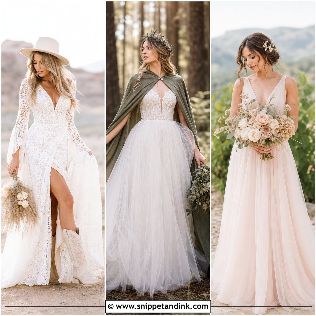 25 Woodsy Wedding Dress Ideas for Rustic Forest Ceremonies