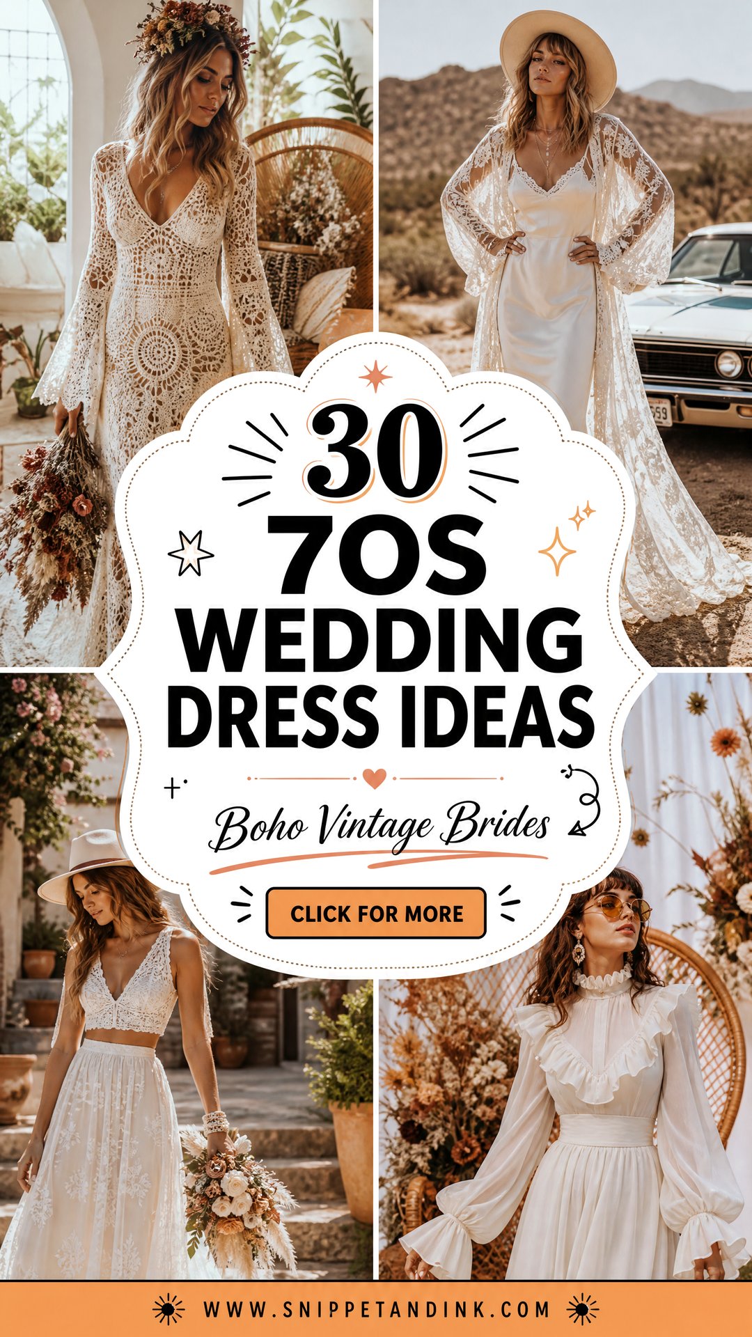 30 70s Wedding Dress Ideas for Boho Vintage Brides - 30 70s Wedding Dress Ideas for Boho Vintage Brides