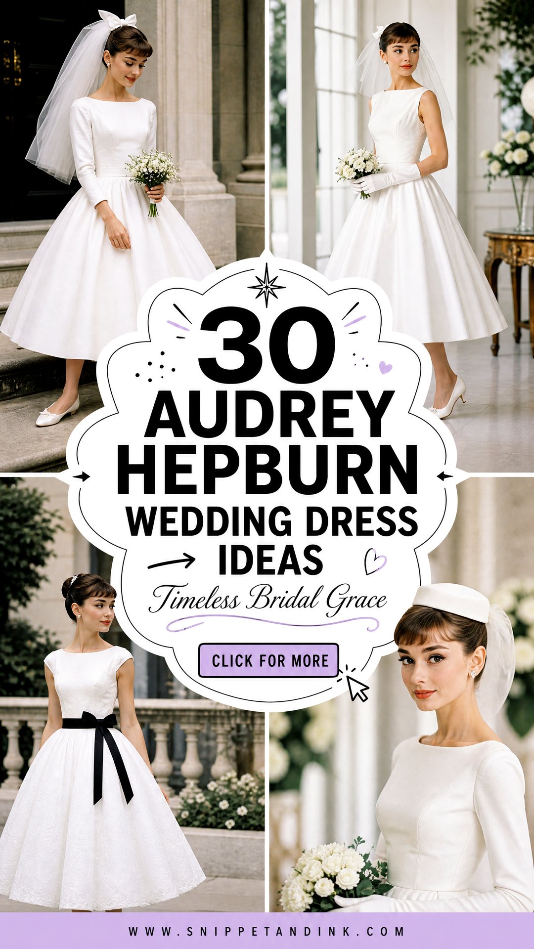 30 Audrey Hepburn Wedding Dress Ideas for Timeless Brides - 30 Audrey Hepburn Wedding Dress Ideas for Timeless Brides