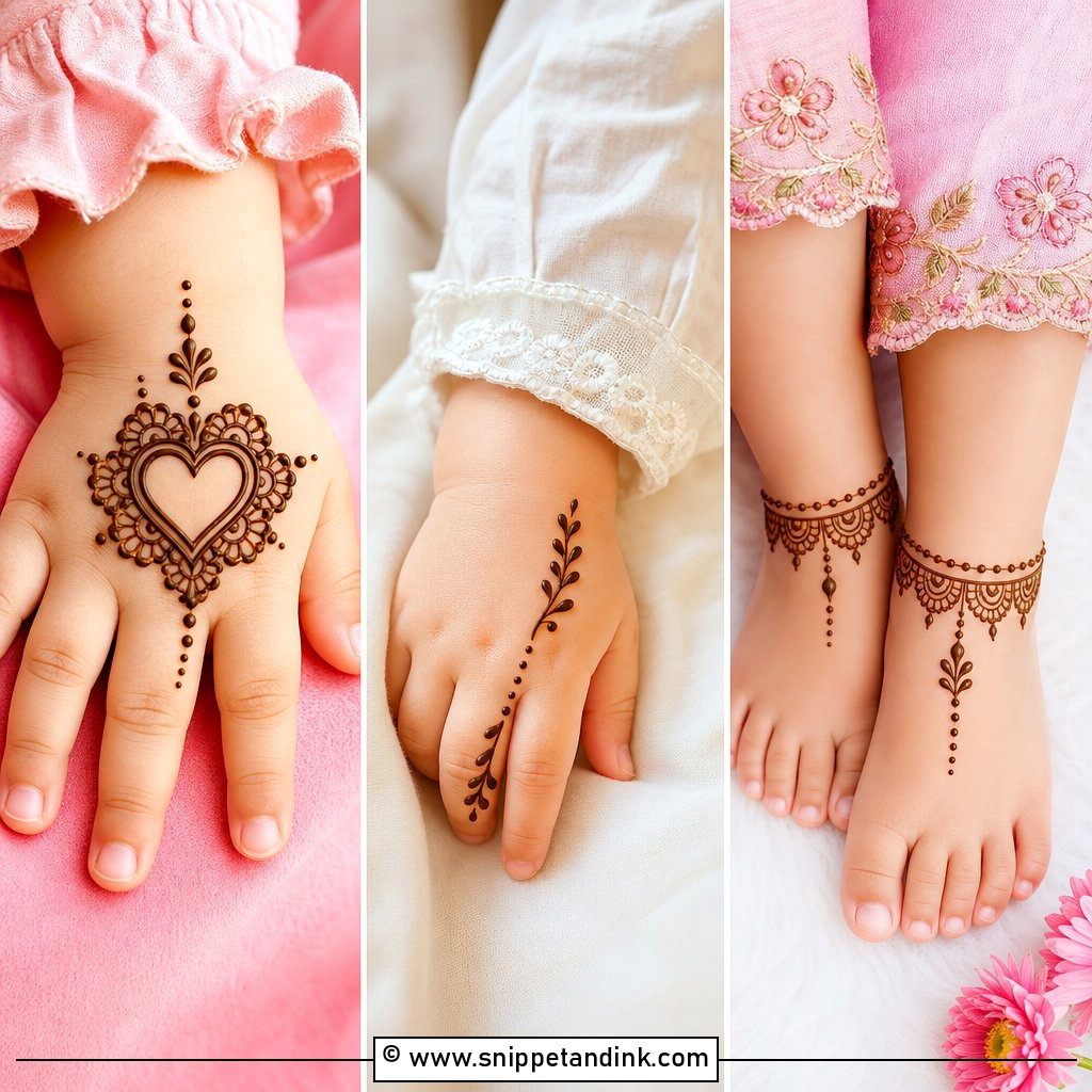 30 Baby Girl Mehndi Design Ideas for Cute Festive Style