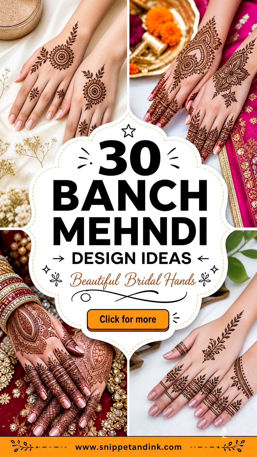 30 Banch Mehndi Design Ideas for Beautiful Bridal Hands - 30 Banch Mehndi Design Ideas for Beautiful Bridal Hands