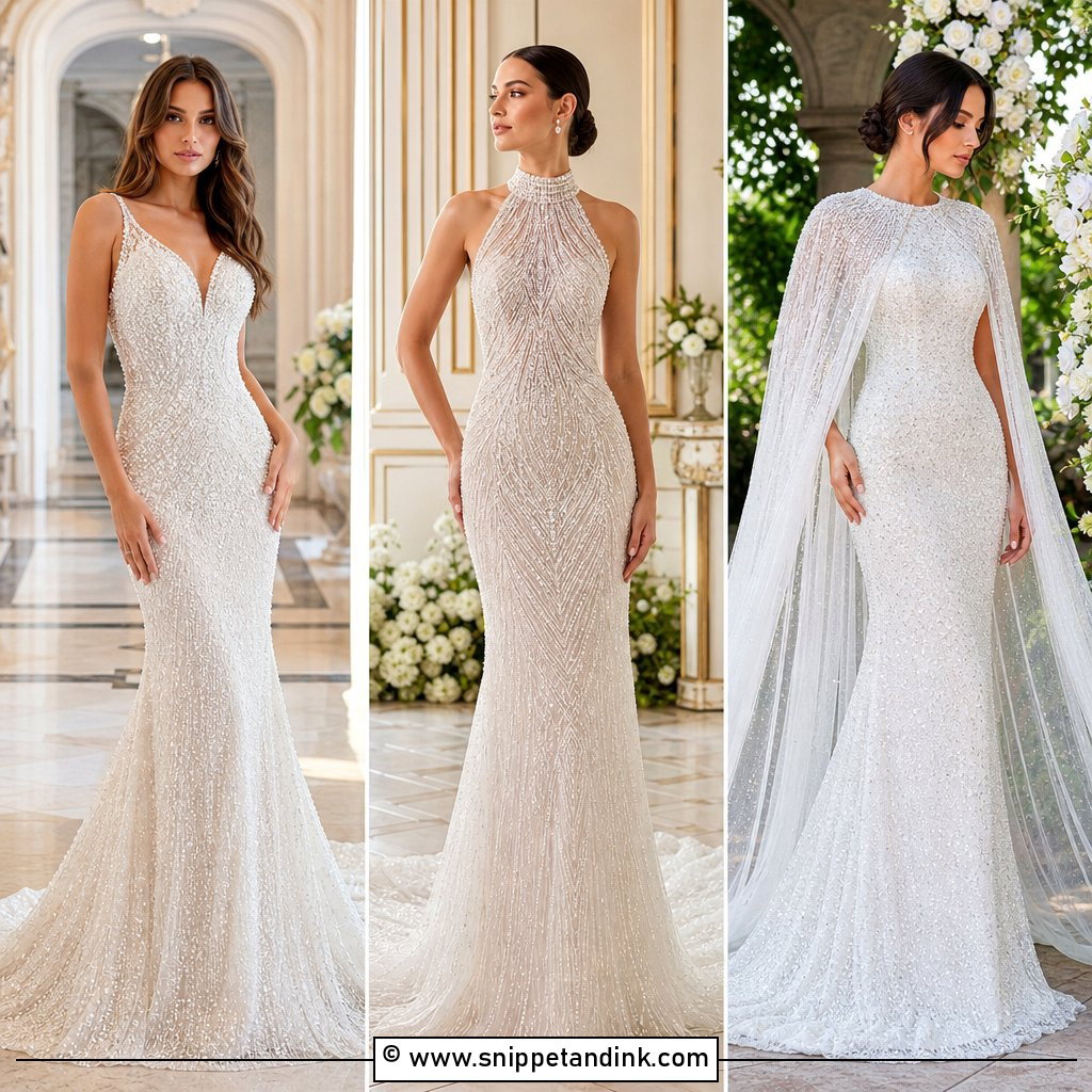 30 Beaded Wedding Dress Ideas for Sparkling Bridal Style