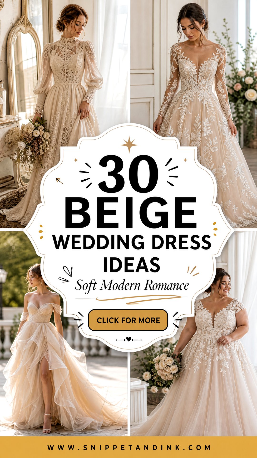 30 Beige Wedding Dress Ideas for Soft Modern Romance Now - 30 Beige Wedding Dress Ideas for Soft Modern Romance Now
