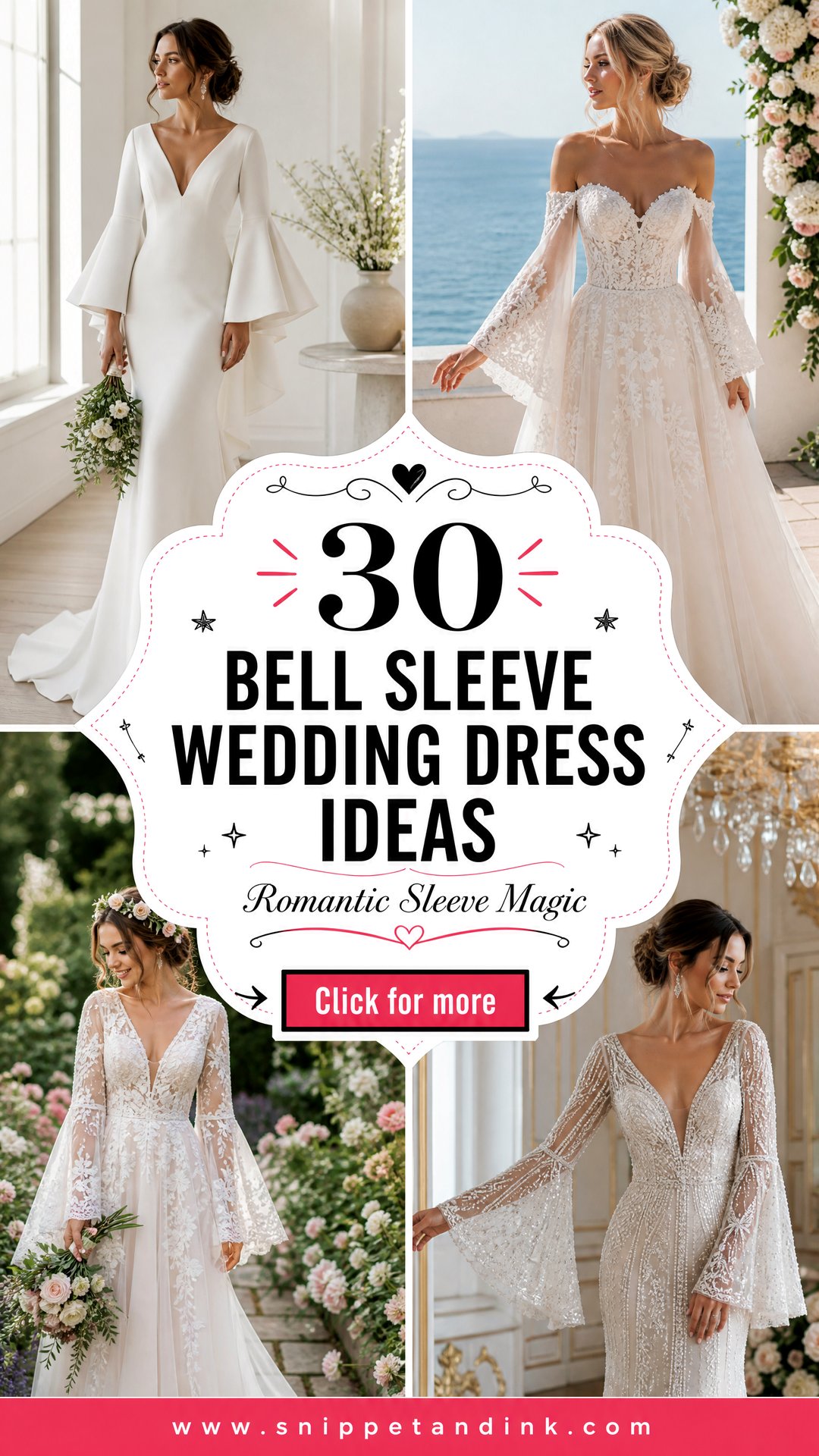 30 Bell Sleeve Wedding Dress Ideas for Romantic Brides - 30 Bell Sleeve Wedding Dress Ideas for Romantic Brides