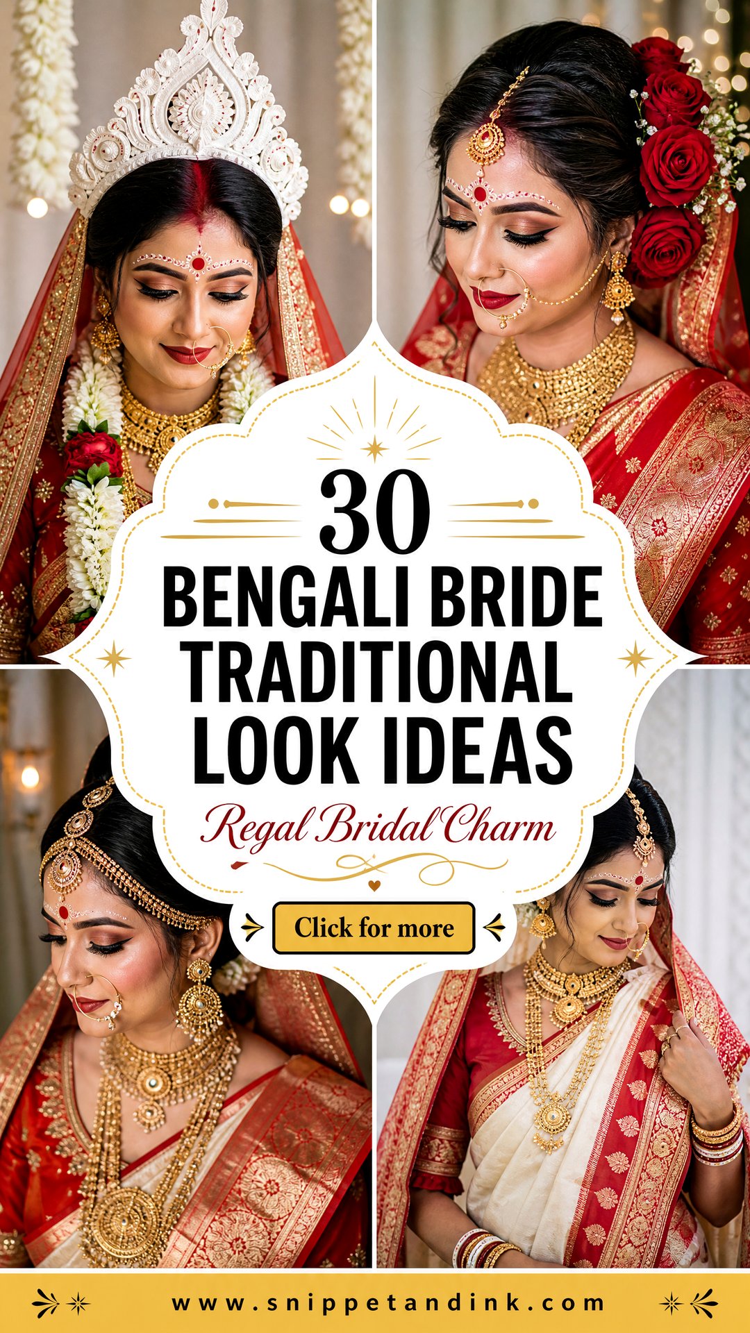 30 Bengali Bride Traditional Look Ideas for Regal Style - 30 Bengali Bride Traditional Look Ideas for Regal Style