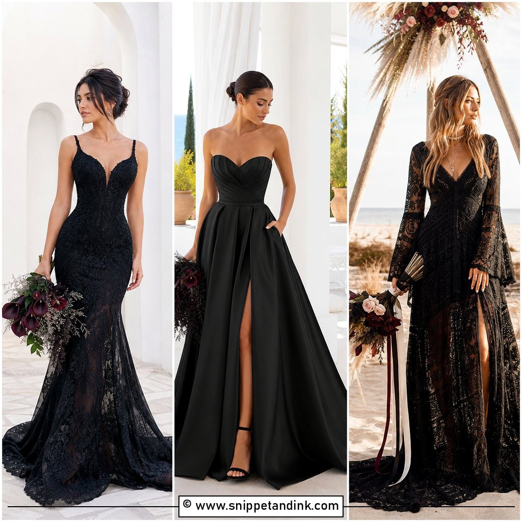 30 Black Wedding Gowns Bold Styles for Dramatic Brides