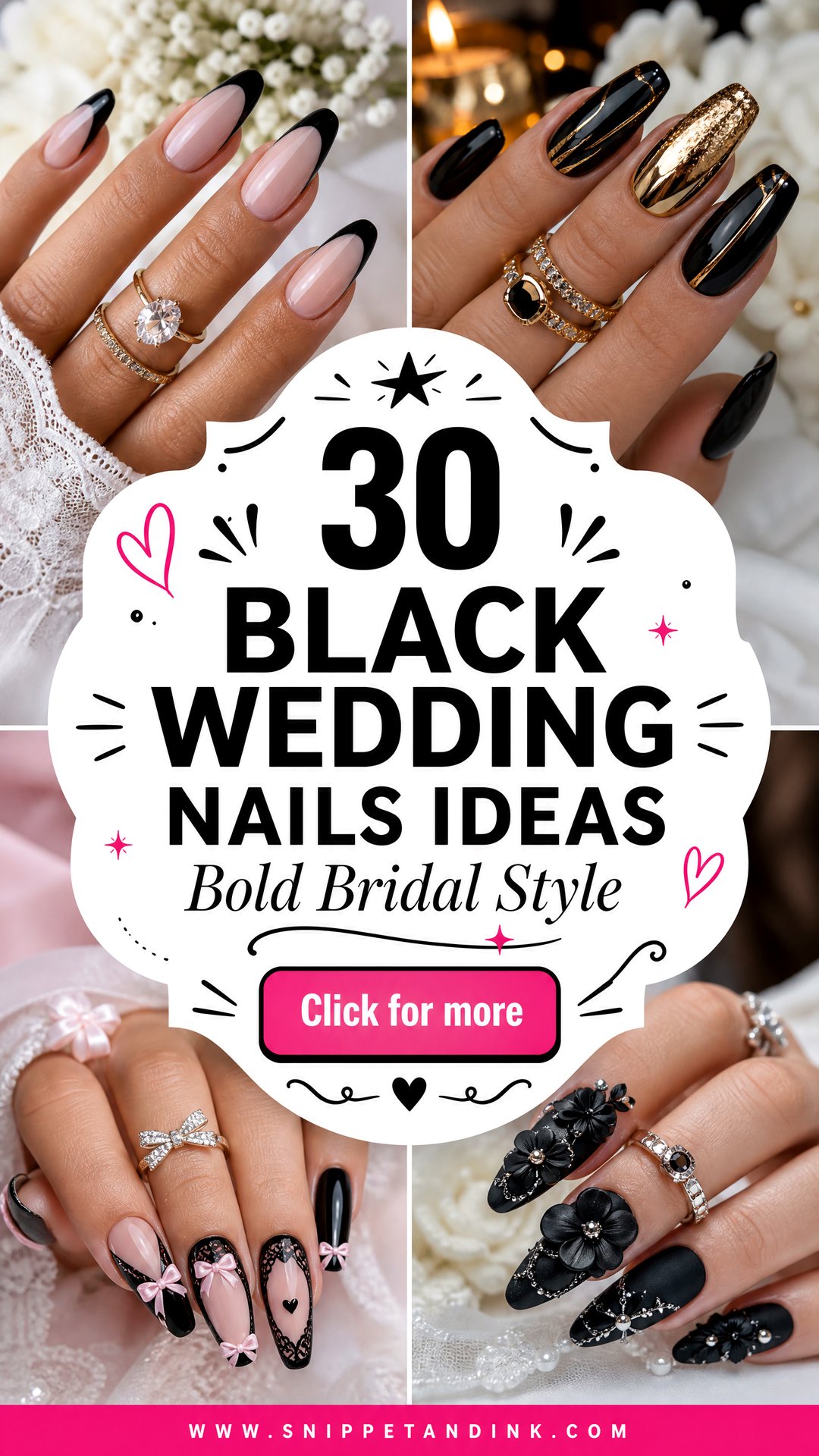 30 Black Wedding Nails for Bold Elegant Bridal Style - 30 Black Wedding Nails for Bold, Elegant Bridal Style