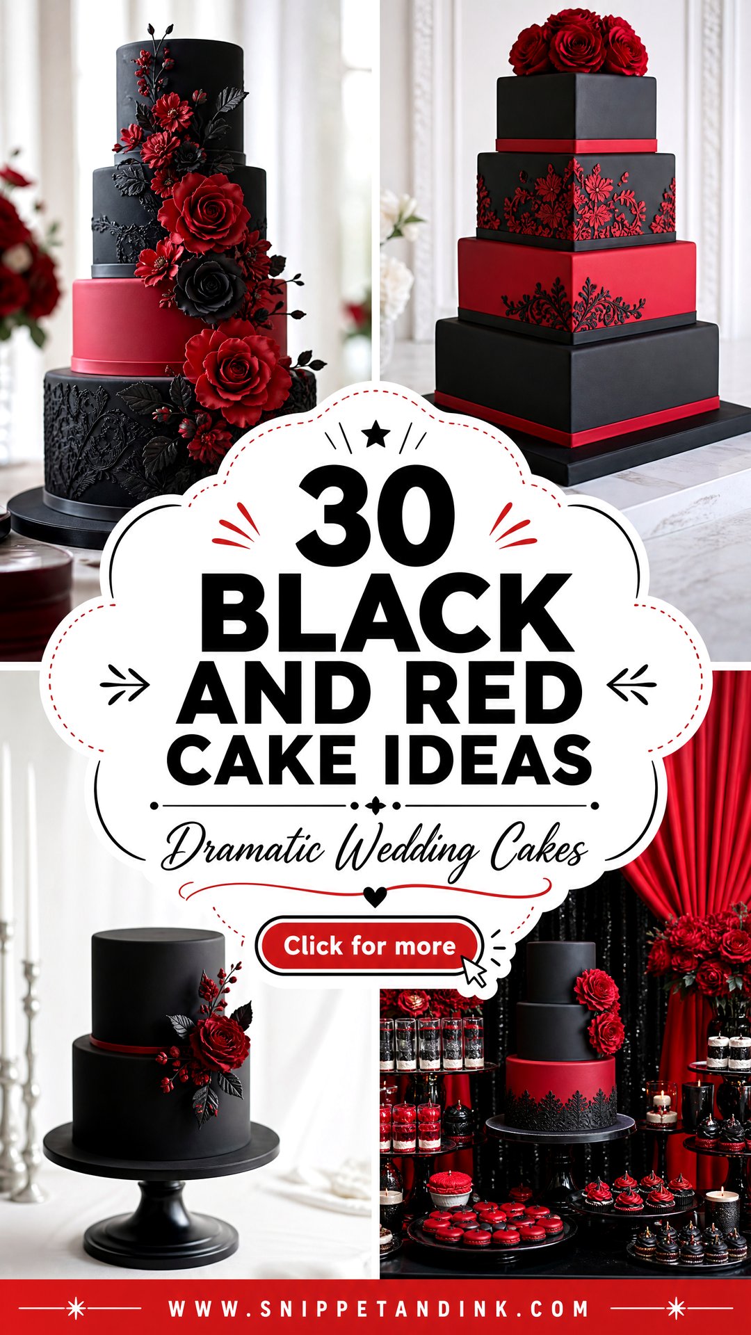 30 Black and Red Cake Ideas for Wedding Drama - 30 Black and Red Cake Ideas for Wedding Drama