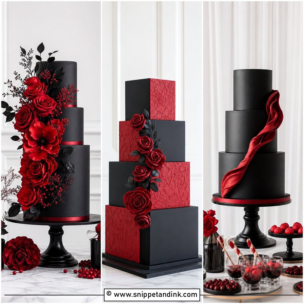 30 Black and Red Cake Ideas for Wedding Drama