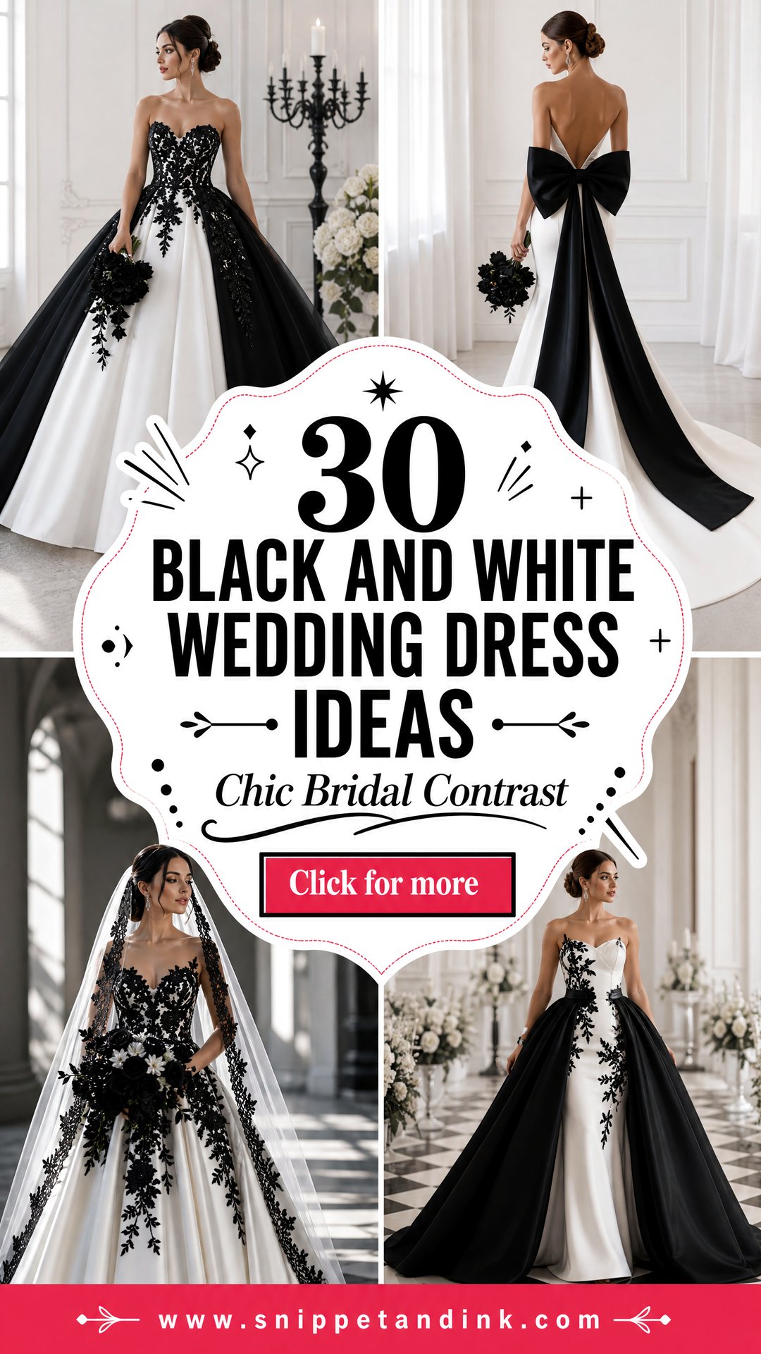 30 Black and White Wedding Dress Ideas for Chic Brides - 30 Black and White Wedding Dress Ideas for Chic Brides