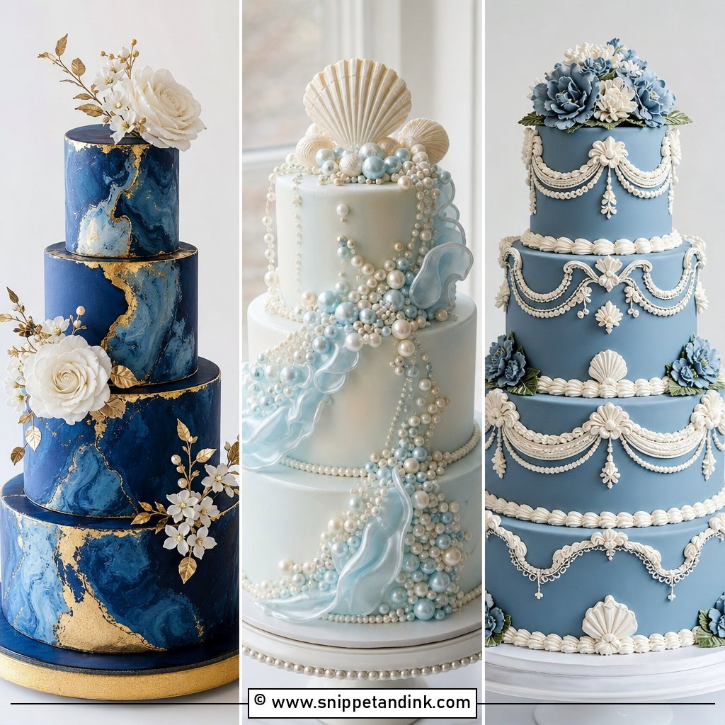 30 Blue Cake Aesthetic Ideas for Wedding Dessert Tables