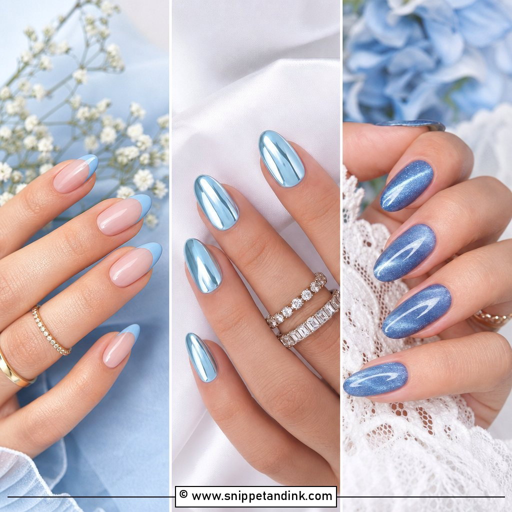 30 Blue Wedding Nails for Chic Bridal Manicure Ideas
